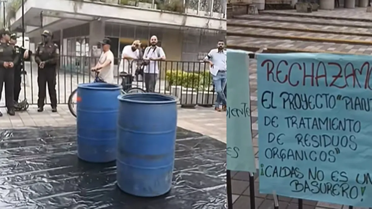 Tensión en Caldas (Antioquia): ciudadanos protestan con basura frente a la Alcaldía por polémica planta de residuos