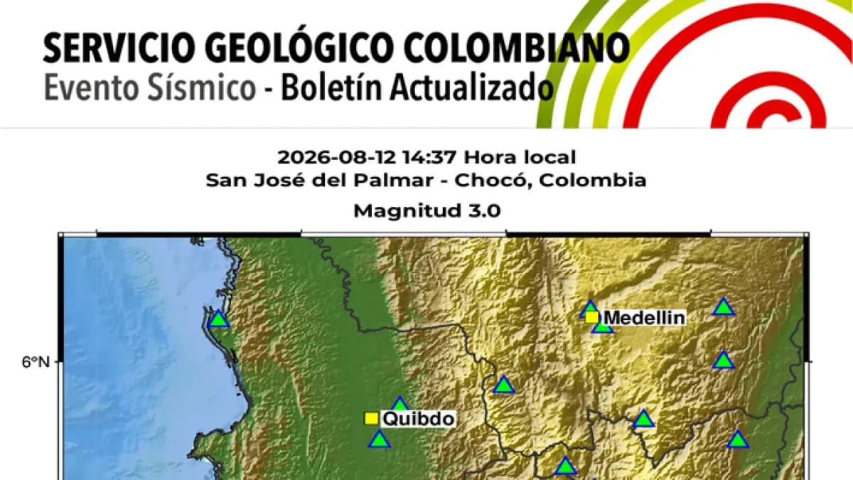 Nuevo sismo de magnitud 4,2 se registró en San José del Palmar, Chocó, este jueves