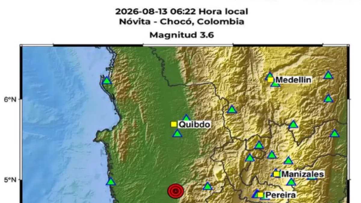 Fuerte réplica de magnitud 4,2 se registró en San José del Palmar, Chocó, en la mañana de este jueves 13 de agosto: el mismo epicentro del terremoto