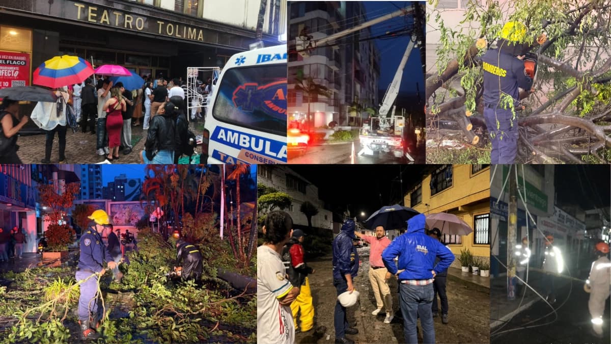 Videos | Emergencia en Ibagué por fuertes lluvias: inundaciones, árboles caídos, colapso del alcantarillado y afectaciones en el Teatro Tolima